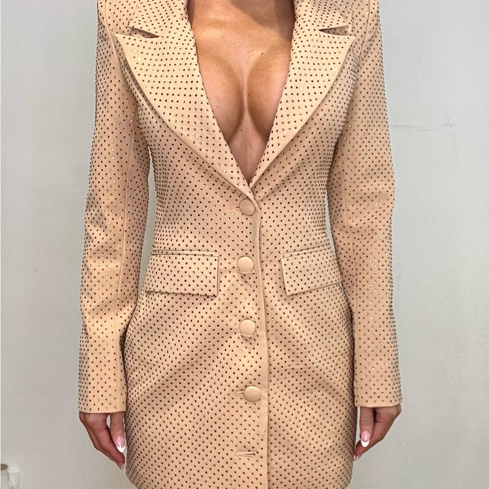 Tan rhinestones Blazer Dress